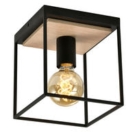 DECKENLEUCHTE 18/18/20 cm   - Eichefarben/Schwarz, Natur, Metall (18/18/20cm)