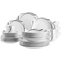 KOMBISERVICE Decora 30-teilig  - Weiss/Schwarz, Trend, Keramik - Mäser