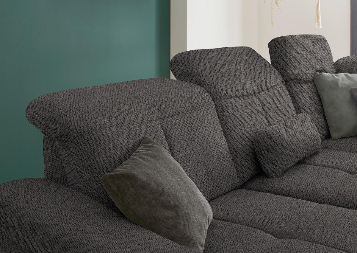 ECKSOFA in Flachgewebe Dunkelbraun  - Wildeiche/Dunkelbraun, Natur, Holz/Textil (301/243cm) - Voleo