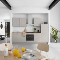 KÜCHENBLOCK Touch 300 cm  in Grau, Eiche dunkel  - Eiche dunkel/Edelstahlfarben, MODERN, Holzwerkstoff/Metall (300cm) - Nobilia
