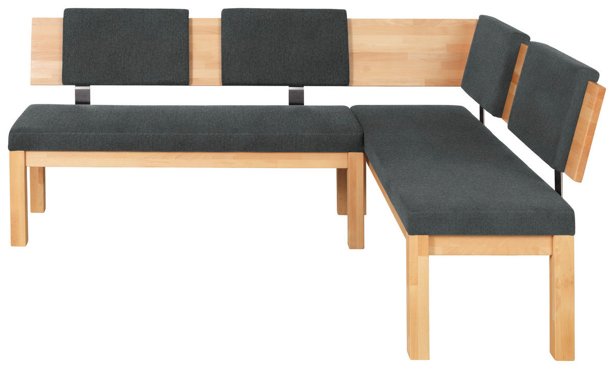 ECKBANK 200/160 cm  in Grau, Buchefarben  - Buchefarben/Grau, Natur, Holz/Textil (200/160cm) - Cantus