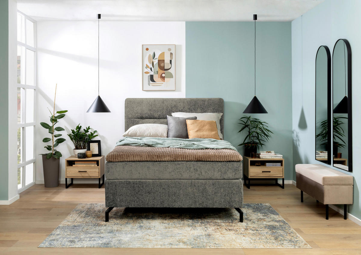 BOXSPRINGBETT 140/200 cm  in Grau  - Schwarz/Grau, Design, Textil/Metall (140/200cm) - Esposa