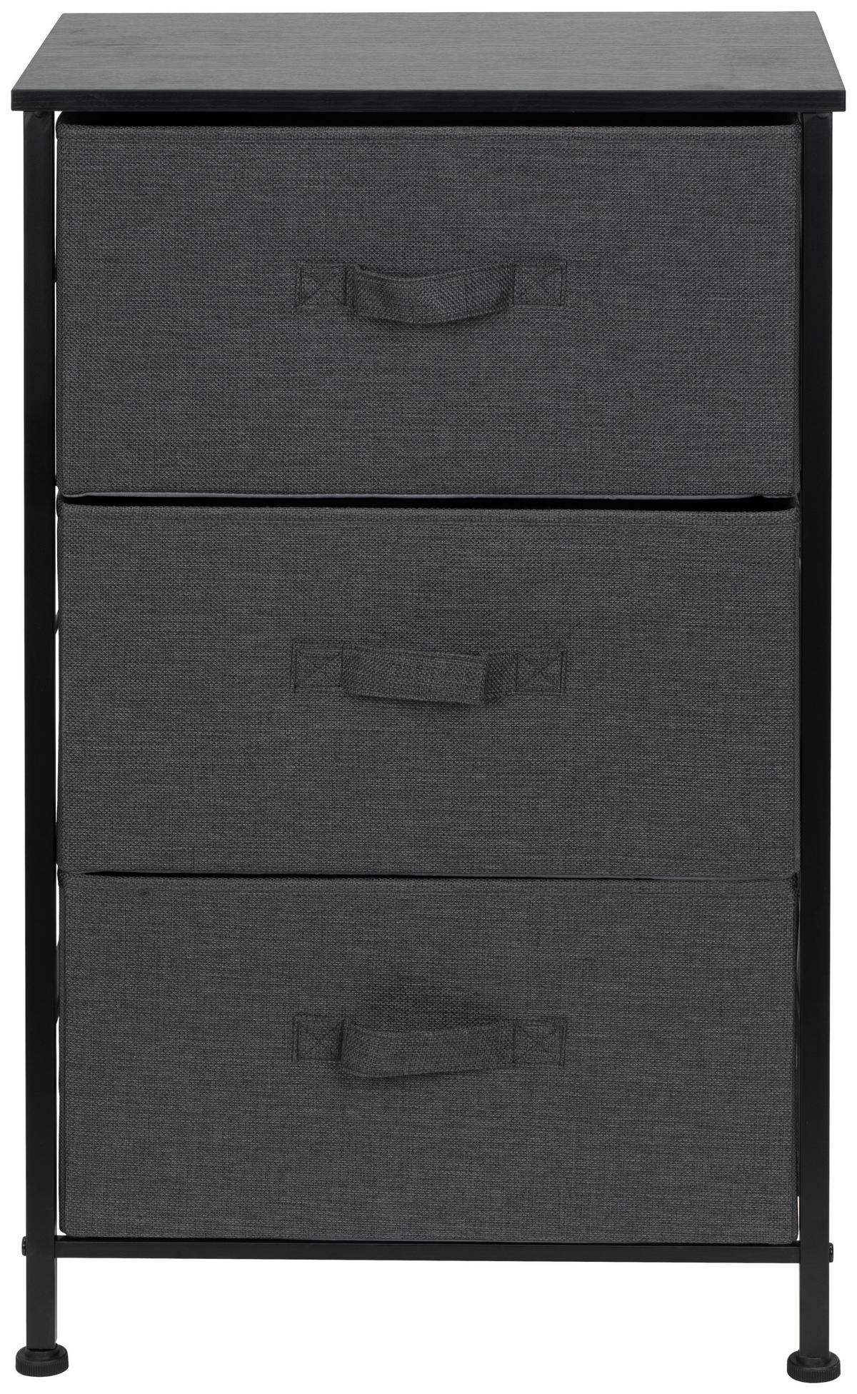 KOMODA, černá, tmavě šedá, 45/71.5/30 cm - černá/tmavě šedá, Moderní, kov/kompozitní dřevo (45/71.5/30cm) - PBJ