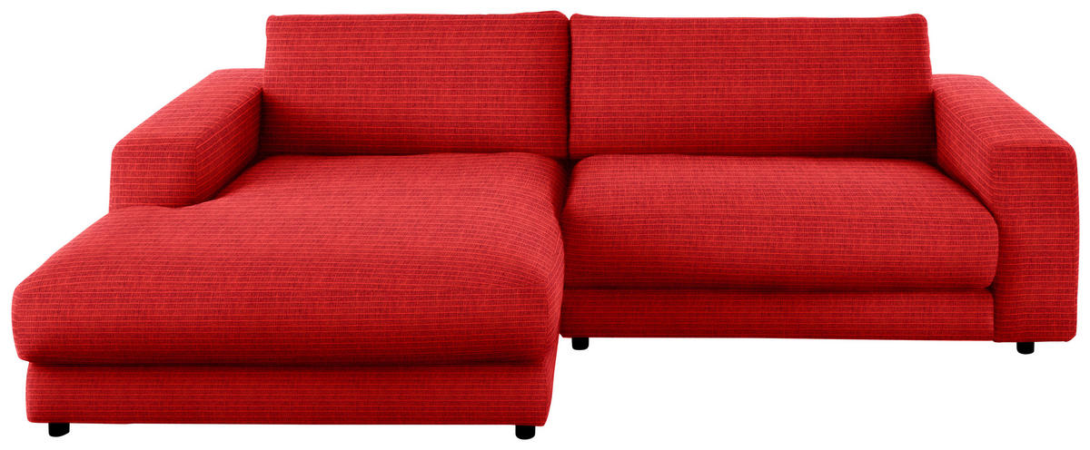 ECKSOFA in Chenille Orange  - Schwarz/Orange, Design, Kunststoff/Textil (190/270cm) - Lomoco