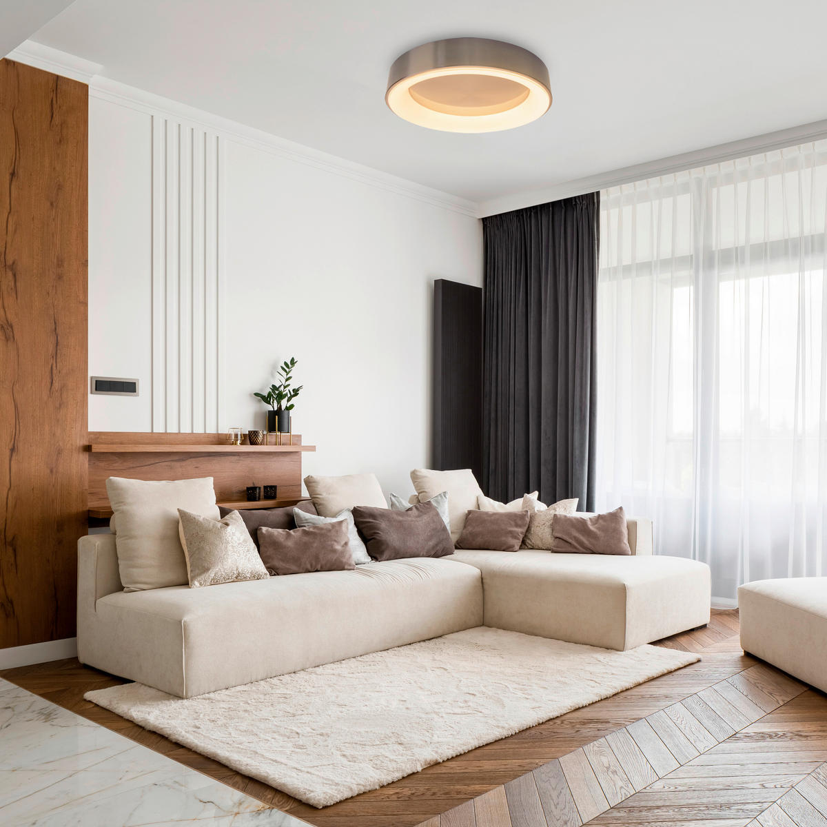 LED-DECKENLEUCHTE Multo 46,5 cm  - Grau, Basics, Kunststoff/Metall (46,5cm) - Näve