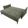 SCHLAFSOFA Cord, Flachgewebe Olivgrün Rückenkissen, Armlehnenkissen, Bettkasten, Schlaffunktion, Rücken echt, Liegefläche im Originalstoff  - Schwarz/Olivgrün, KONVENTIONELL, Textil/Metall (223/72/100cm) - Carryhome