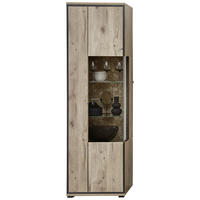VITRINE  in Schwarz, Eichefarben  - Eichefarben/Schwarz, KONVENTIONELL, Glas/Holzwerkstoff (60/205/40cm) - Livetastic