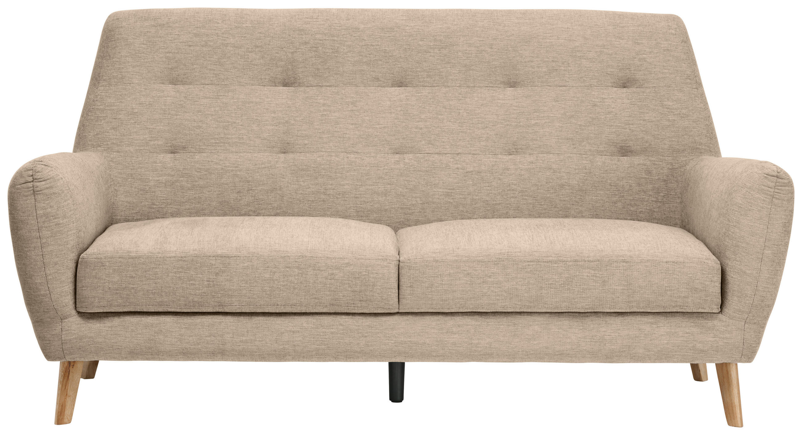 3-SITZER-SOFA Webstoff Braun  - Eichefarben/Schwarz, Design, Holz/Kunststoff (200/105/84cm) - Carryhome