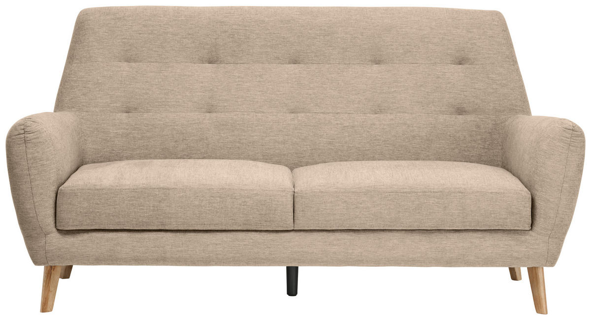 3-SITZER-SOFA in Webstoff Braun  - Eichefarben/Schwarz, Design, Holz/Kunststoff (200/105/84cm) - Carryhome