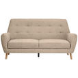 3-SITZER-SOFA Webstoff Braun  - Eichefarben/Schwarz, Design, Holz/Kunststoff (200/105/84cm) - Carryhome