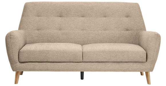 3-SITZER-SOFA Webstoff Braun - Eichefarben/Schwarz, Design, Holz/Kunststoff (200/105/84cm) - Carryhome