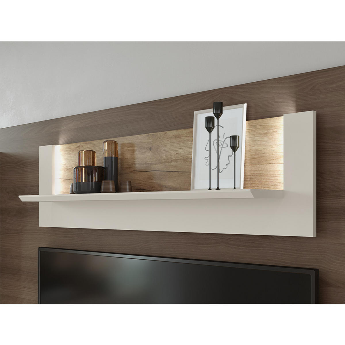 STENSKI REGAL 116/37/22 cm kašmir  - kašmir, Design, leseni material (116/37/22cm) - Hom`in