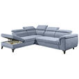 ECKSOFA Blau Mikrovelours  - Blau/Schwarz, MODERN, Kunststoff/Textil (231/274cm) - Carryhome