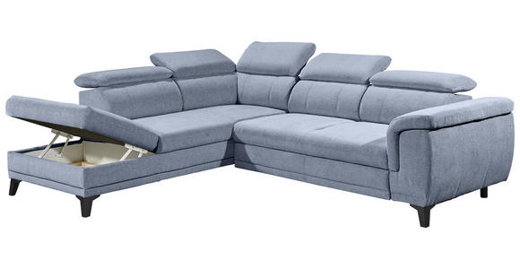 ECKSOFA Blau Mikrovelours  - Blau/Schwarz, MODERN, Kunststoff/Textil (231/274cm) - Carryhome