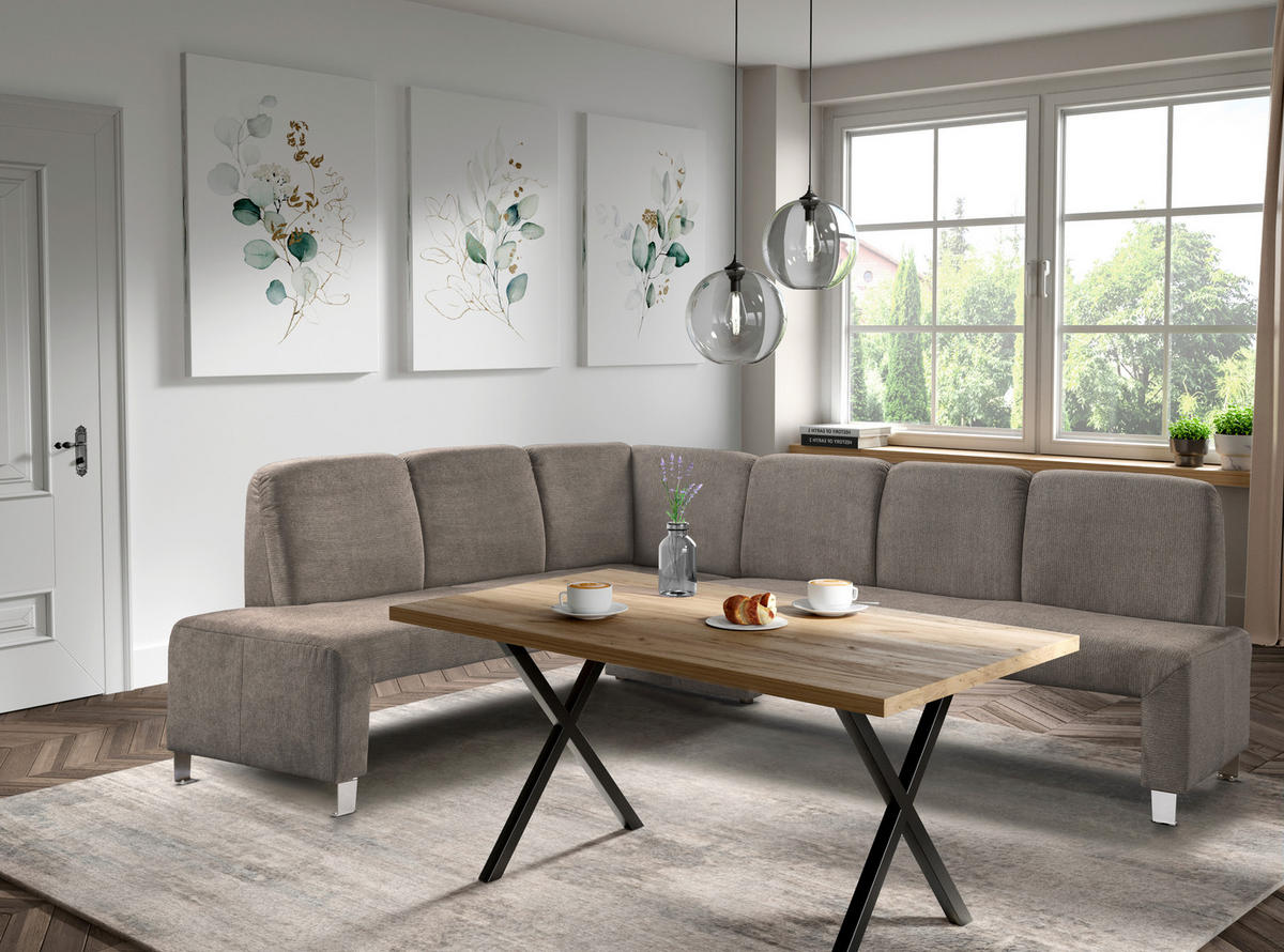 KLUPA KUTNA  smeđa  drvo, tekstil, drvni materijal      - srebrne boje/smeđa, Moderno, drvni materijal/drvo (263/198cm) - Livetastic