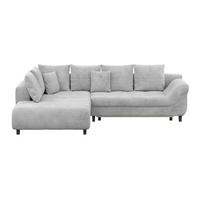 ECKSOFA MENDOZA NEW Greige Chenille, Struktur Zierkissen, Rückenkissen, Bettkasten  - Greige/Schwarz, KONVENTIONELL, Textil (197/309cm) - MID.YOU