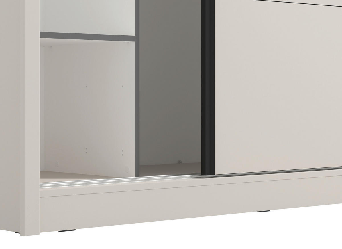 SCHIEBETÜRENSCHRANK 251/215,5/60 cm Kaschmir  - Kaschmir/Schwarz, MODERN, Holzwerkstoff/Metall (251/215,5/60cm) - MID.YOU