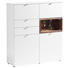 HIGHBOARD Nussbaum furniert, massiv geölt, lackiert Nussbaumfarben, Weiß - Edelstahlfarben/Nussbaumfarben, KONVENTIONELL, Holz/Metall (120/139/43cm) - Venjakob