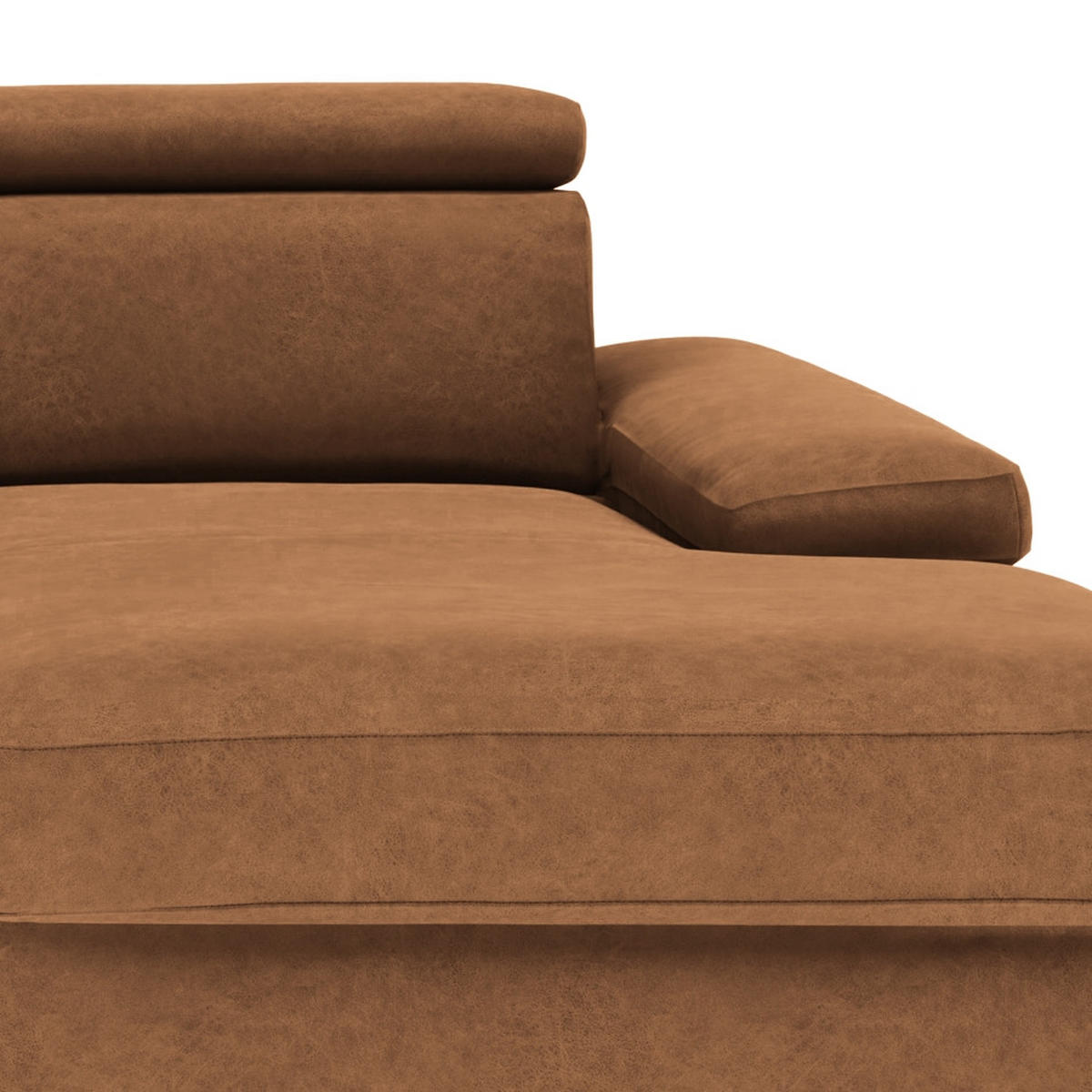 ECKSOFA in Mikrofaser Braun  - Silberfarben/Braun, Konventionell, Textil/Metall (182/82/259cm) - Trendmanufaktur