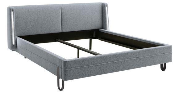 POLSTERBETT Beleuchtung 140/200 cm in Grau - Schwarz/Grau, MODERN, Textil/Metall (140/200cm) - Novel
