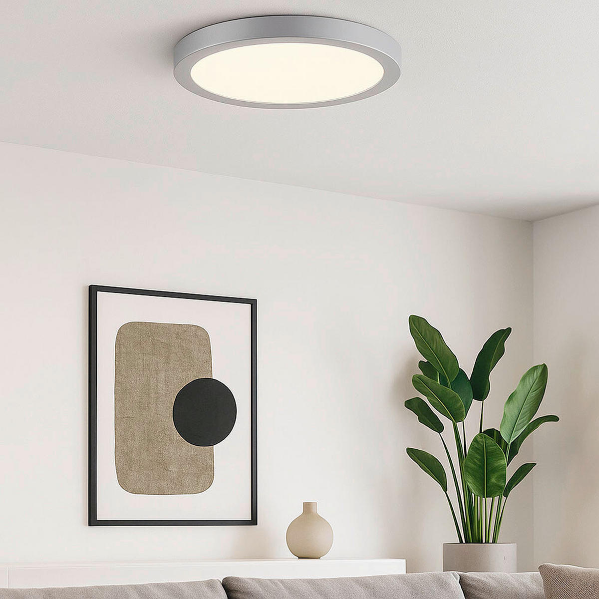 AUFBAULEUCHTE 30/3,2 cm   - Chromfarben/Weiß, Design, Kunststoff/Metall (30/3,2cm) - Globo