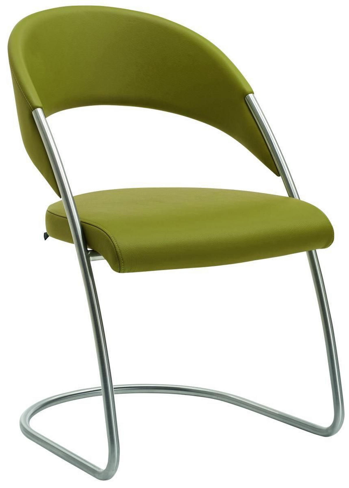 STUHL  in Echtleder Metall, Leder  - Edelstahlfarben/Limette, Design, Leder/Metall (54/87/63cm) - Venjakob