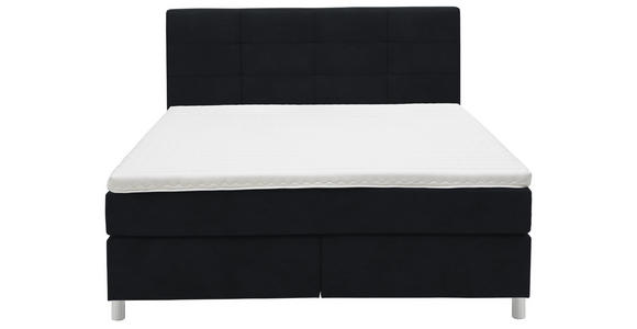 BOXSPRINGBETT 180/200 cm  in Schwarz  - Chromfarben/Schwarz, KONVENTIONELL, Kunststoff/Textil (180/200cm) - Voleo