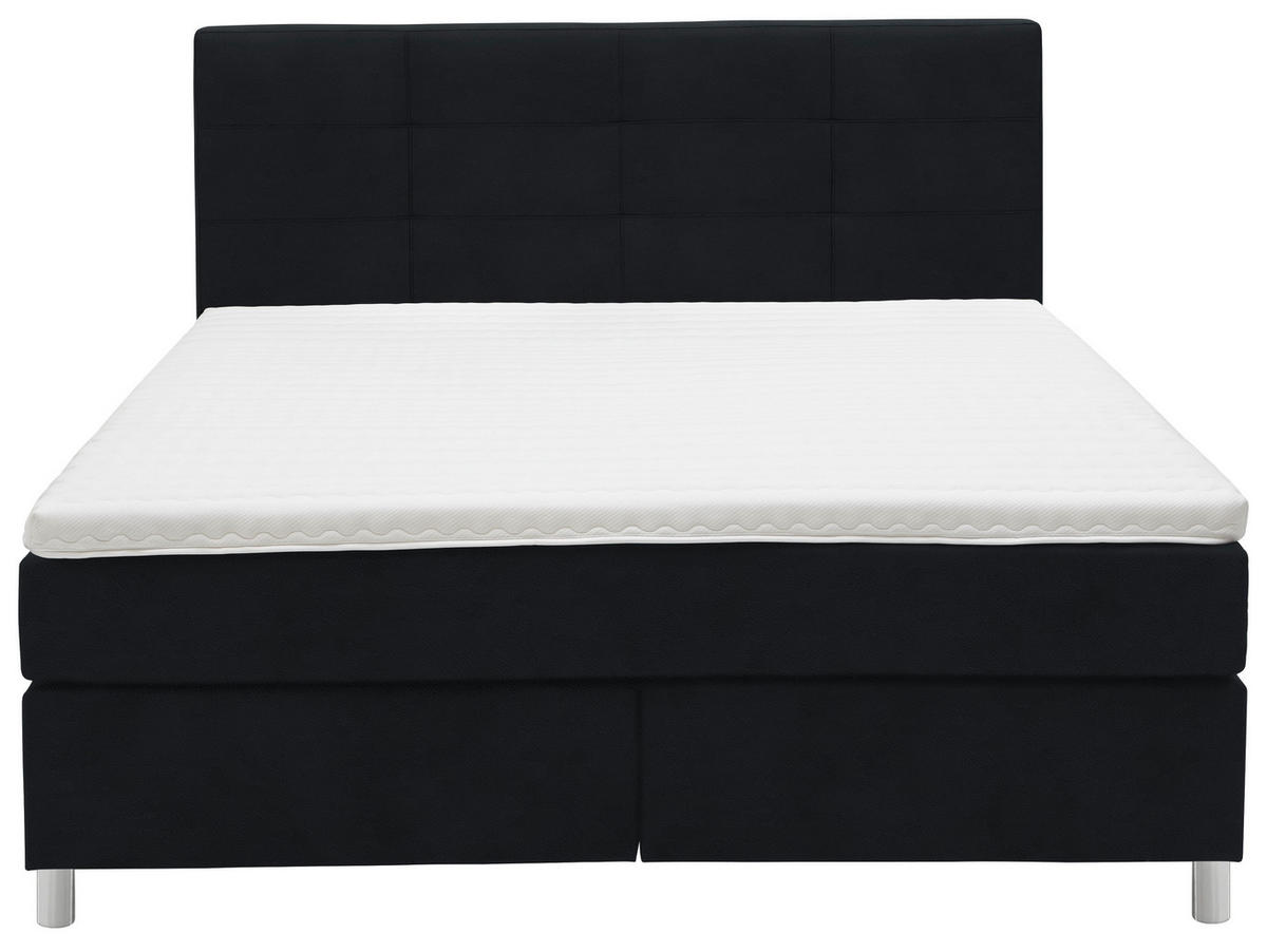 BOXSPRINGBETT 160/200 cm  in Schwarz  - Chromfarben/Schwarz, Konventionell, Kunststoff/Textil (160/200cm) - Voleo