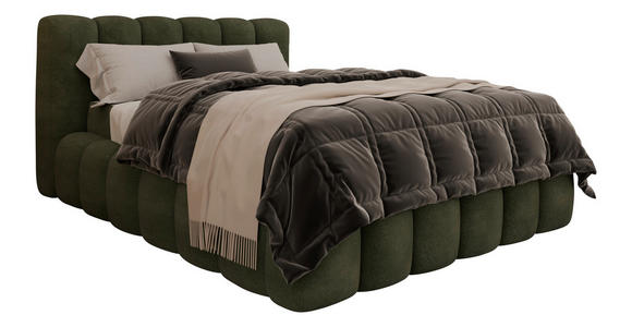 POLSTERBETT Bettkasten Olivgrün 140/200 cm - Schwarz/Olivgrün, Trend, Kunststoff/Textil (140/200cm) - Esposa
