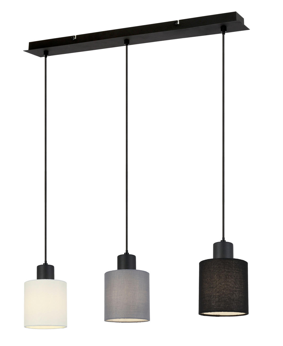 ZÁVESNÉ SVIETIDLO, 64/12/120 cm  - čierna/sivá, Trend, kov/textil (64/12/120cm) - Novel