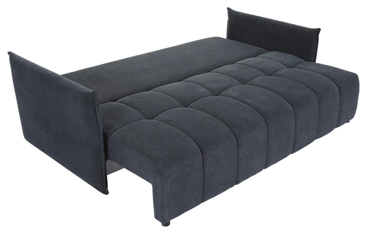 SCHLAFSOFA Plüsch Anthrazit  inkl. Zierkissen, Rückenkissen, Bettkasten, Schlaffunktion, Rücken echt, Liegefläche im Originalstoff  - Anthrazit/Schwarz, KONVENTIONELL, Kunststoff/Textil (200/73/105cm) - Carryhome