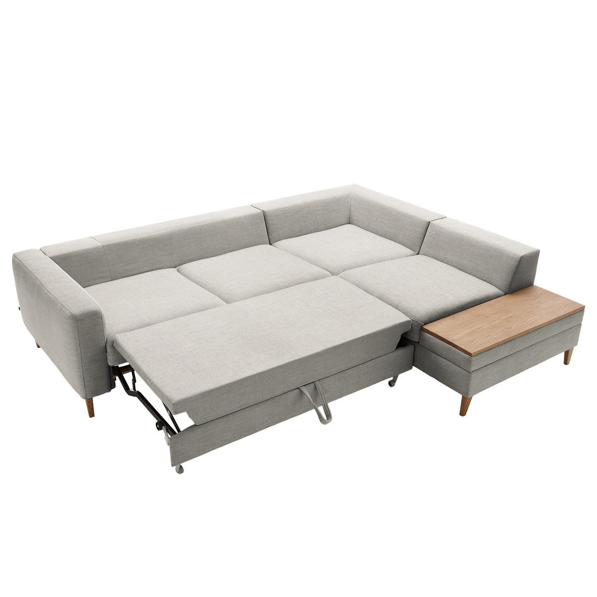 ECKSOFA in Webstoff Grau  - Eschefarben/Grau, Modern, Holz/Textil (260/90/204cm) - Trendmanufaktur