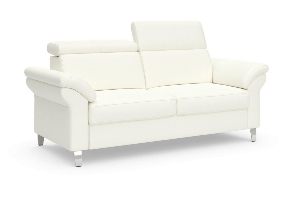 3-SITZER-SOFA ARNGAST E Echtleder Weiß  - Chromfarben/Weiß, Basics, Leder/Metall (186/84/93cm) - Sit & More