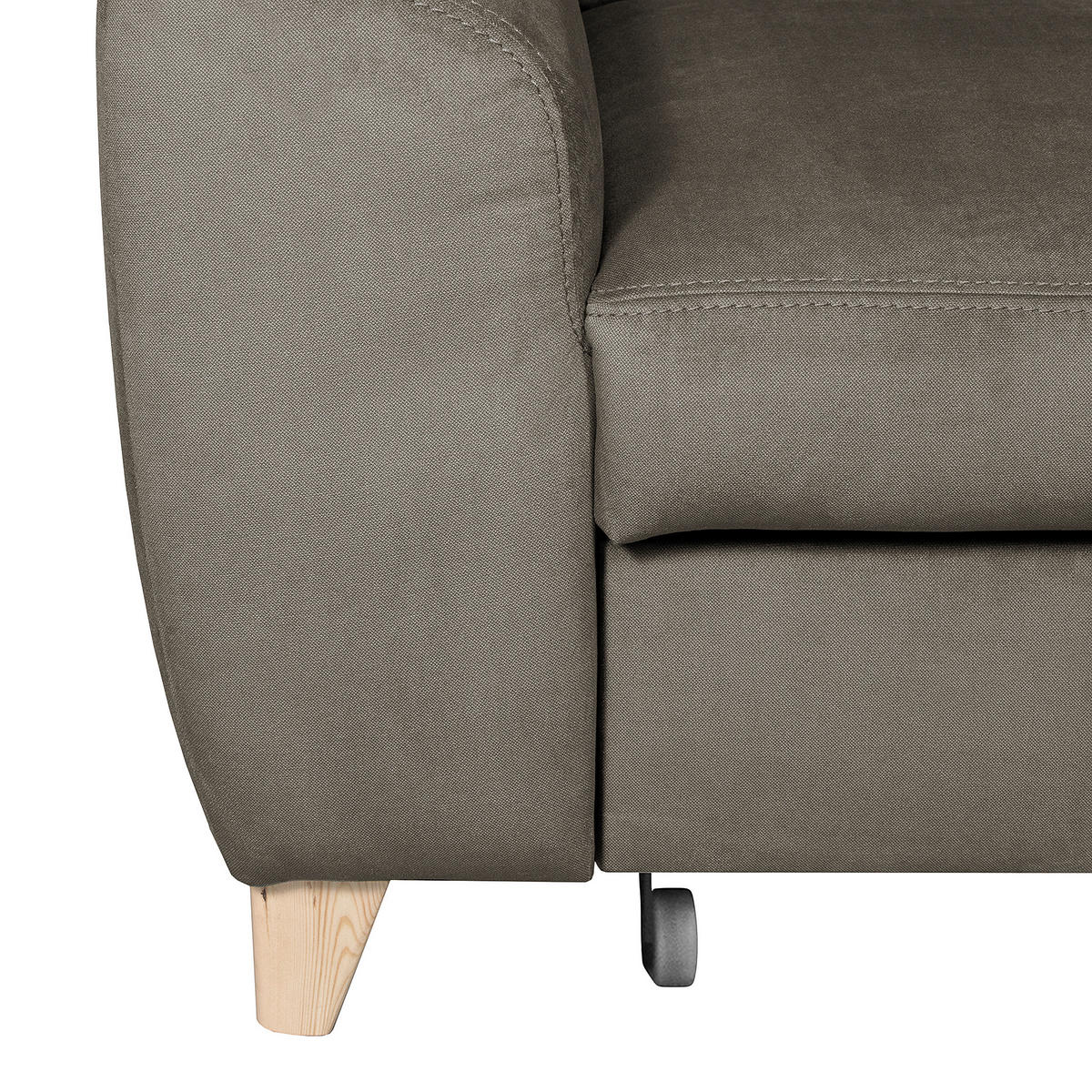 ECKSOFA in Webstoff Graubraun  - Graubraun/Buchefarben, Design, Holz/Textil (245/208cm) - Livetastic