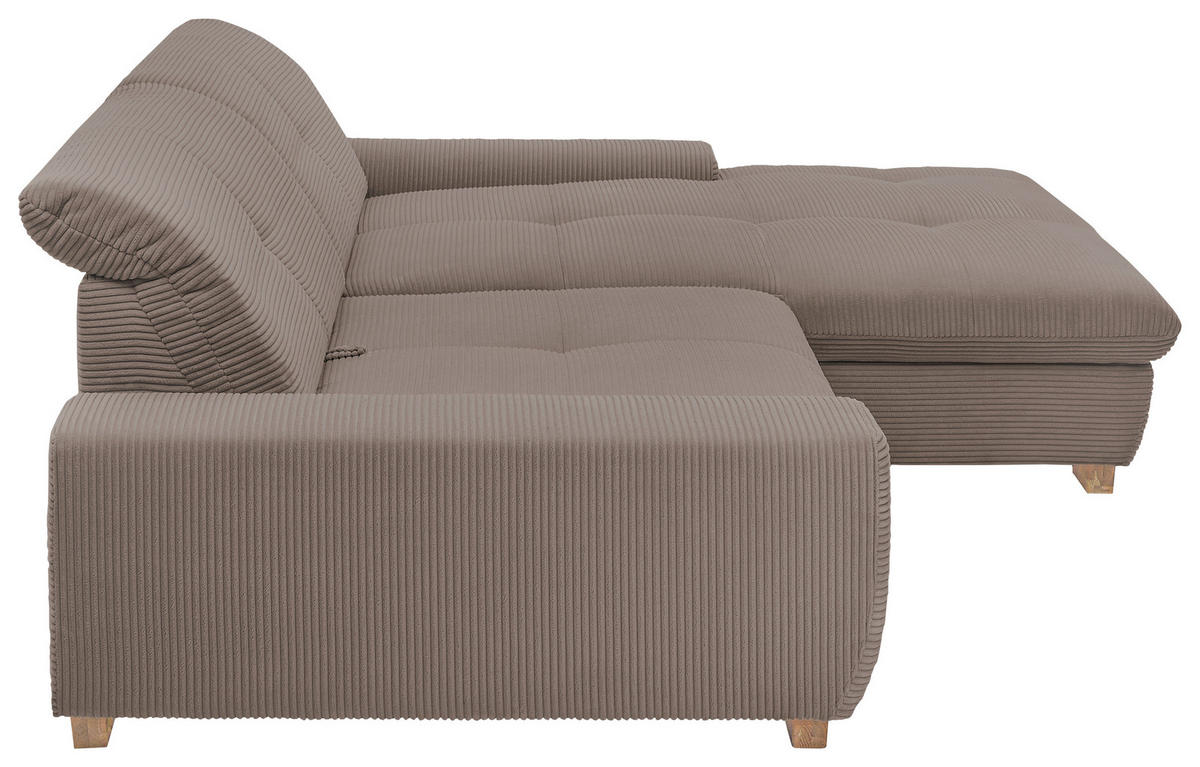 ECKSOFA Greige Cord  - Greige/Eichefarben, Design, Holz/Textil (276/198cm) - SetOne by Musterring