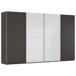 SCHWEBETÜRENSCHRANK 361/223/68 cm 4-türig Graphitfarben, Weiß  - Chromfarben/Graphitfarben, KONVENTIONELL, Glas/Holzwerkstoff (361/223/68cm) - Novel