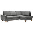 ECKSOFA in Flachgewebe Hellgrau  - Eichefarben/Hellgrau, Design, Holz/Textil (253/185cm) - Cantus