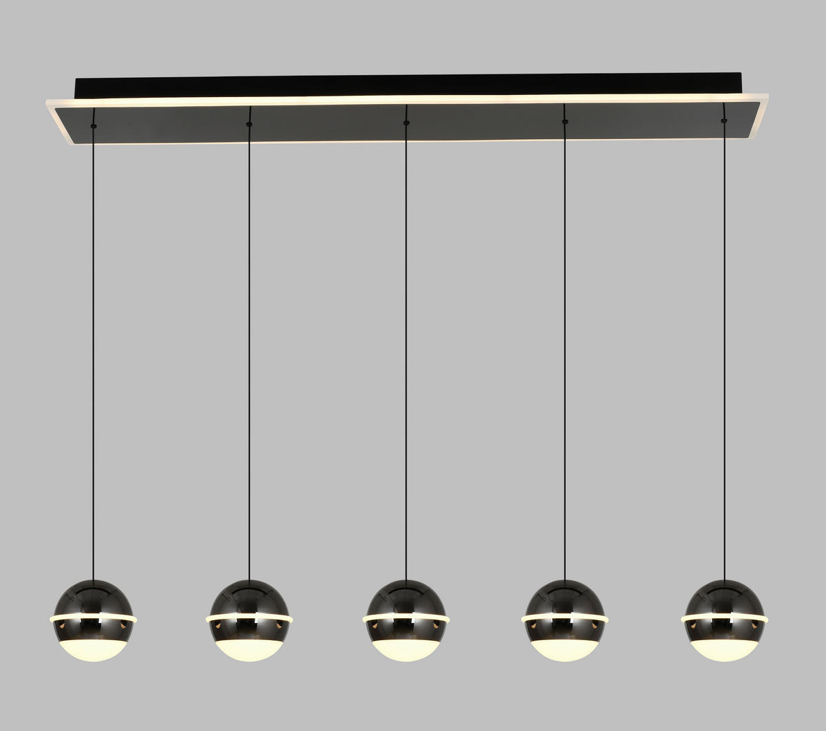 LED-HÄNGELEUCHTE Biarritz 95/150/15 cm  - Schwarzchrom, Design, Kunststoff/Metall (95/150/15cm)