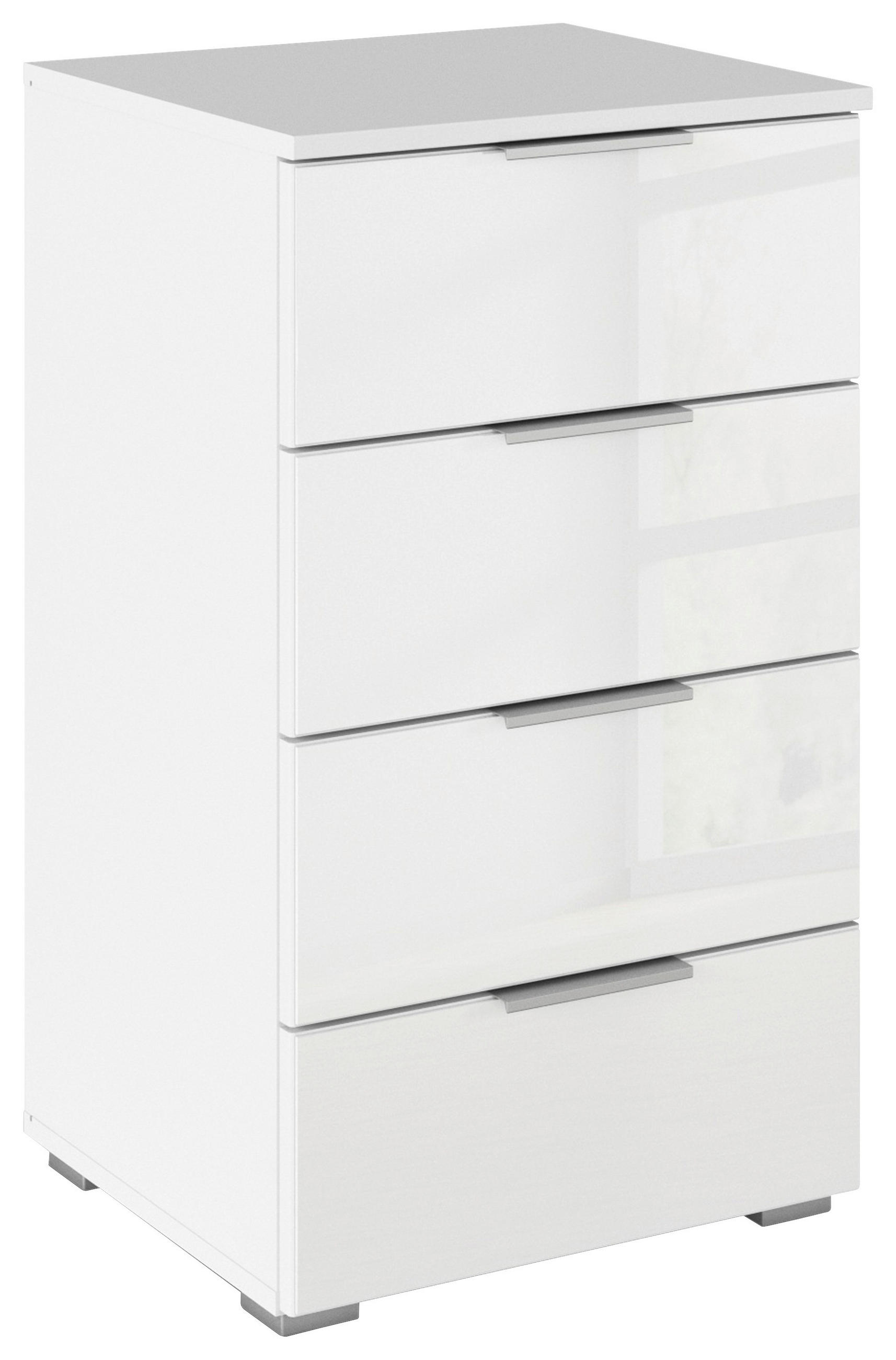 ÉJJELISZEKRÉNY fehér  - alumíniumszínű/fehér, Basics, műanyag/faalapú anyag (47/81/42cm) - Carryhome