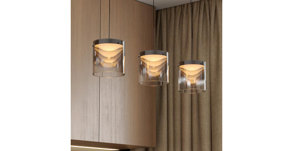 LED-HÄNGELEUCHTE Baia 100/20/180 cm   - Schwarz, Design, Glas/Metall (100/20/180cm) - Dieter Knoll