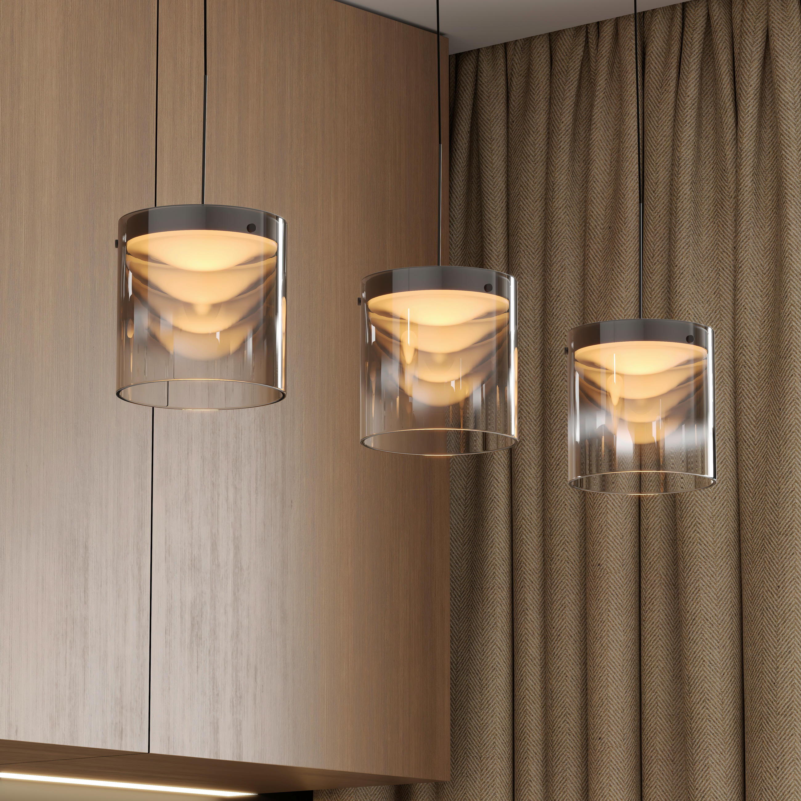 ZÁVESNÉ LED SVIETIDLO, 100/20/180 cm  - čierna, Design, kov/sklo (100/20/180cm) - Dieter Knoll