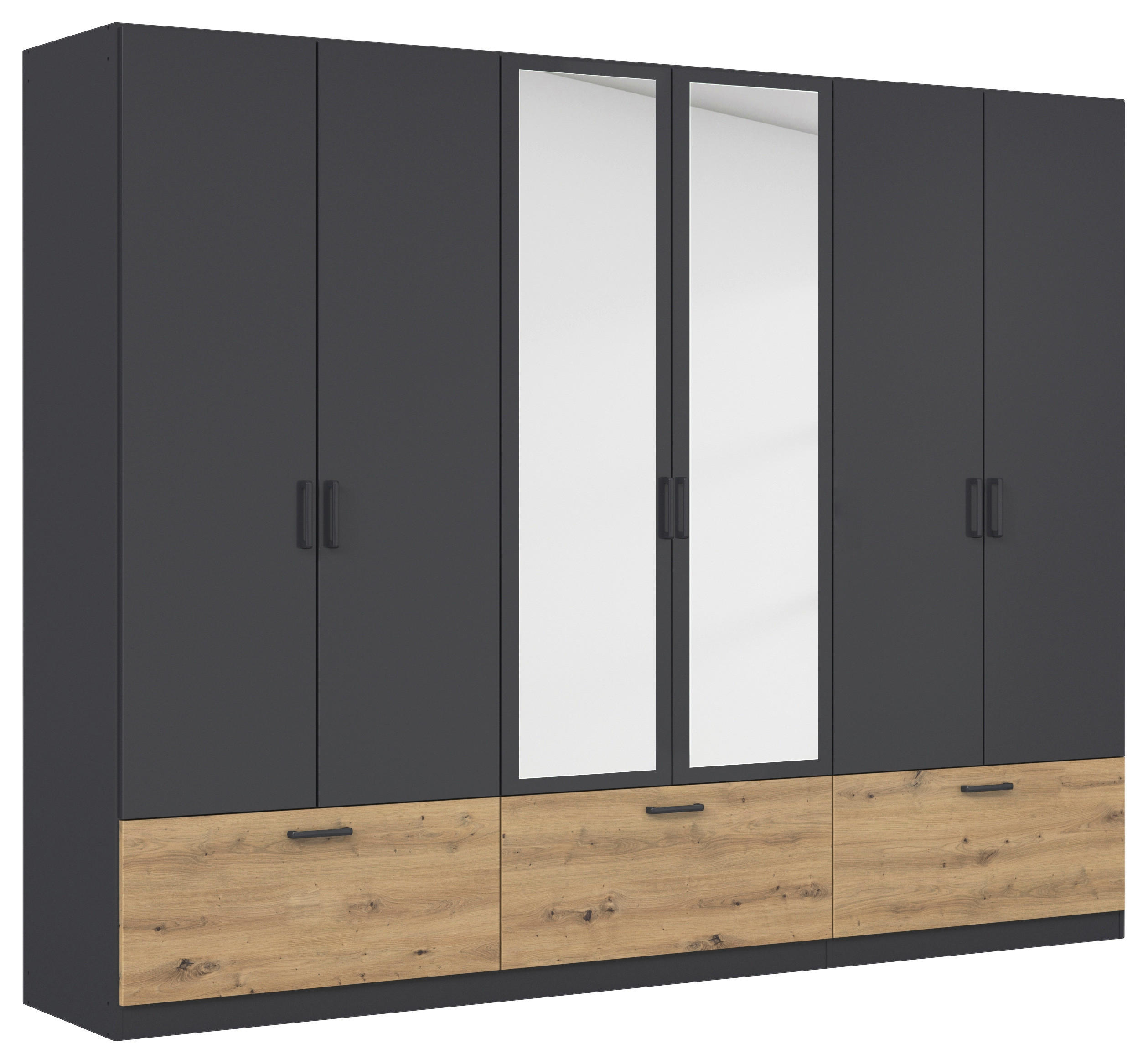 KLEIDERSCHRANK 271/210/54 cm 6-türig Grau, Eiche Artisan  - Eiche Artisan/Grau, Basics, Holzwerkstoff/Metall (271/210/54cm) - Boxxx
