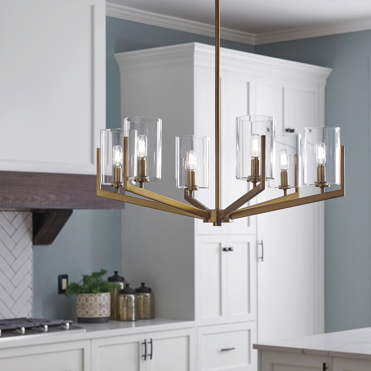 KRONLEUCHTER 71.1/37.1 cm    - Messingfarben, Konventionell, Glas/Metall (71.1/37.1cm) - Elstead Lighting