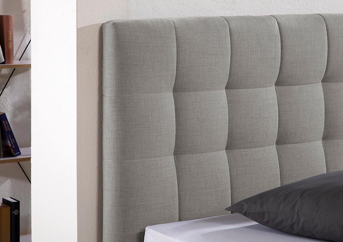 POLSTERBETT  in Grau,  - Silberfarben/Grau, MODERN, Textil/Metall (213/117/210cm) - Livetastic