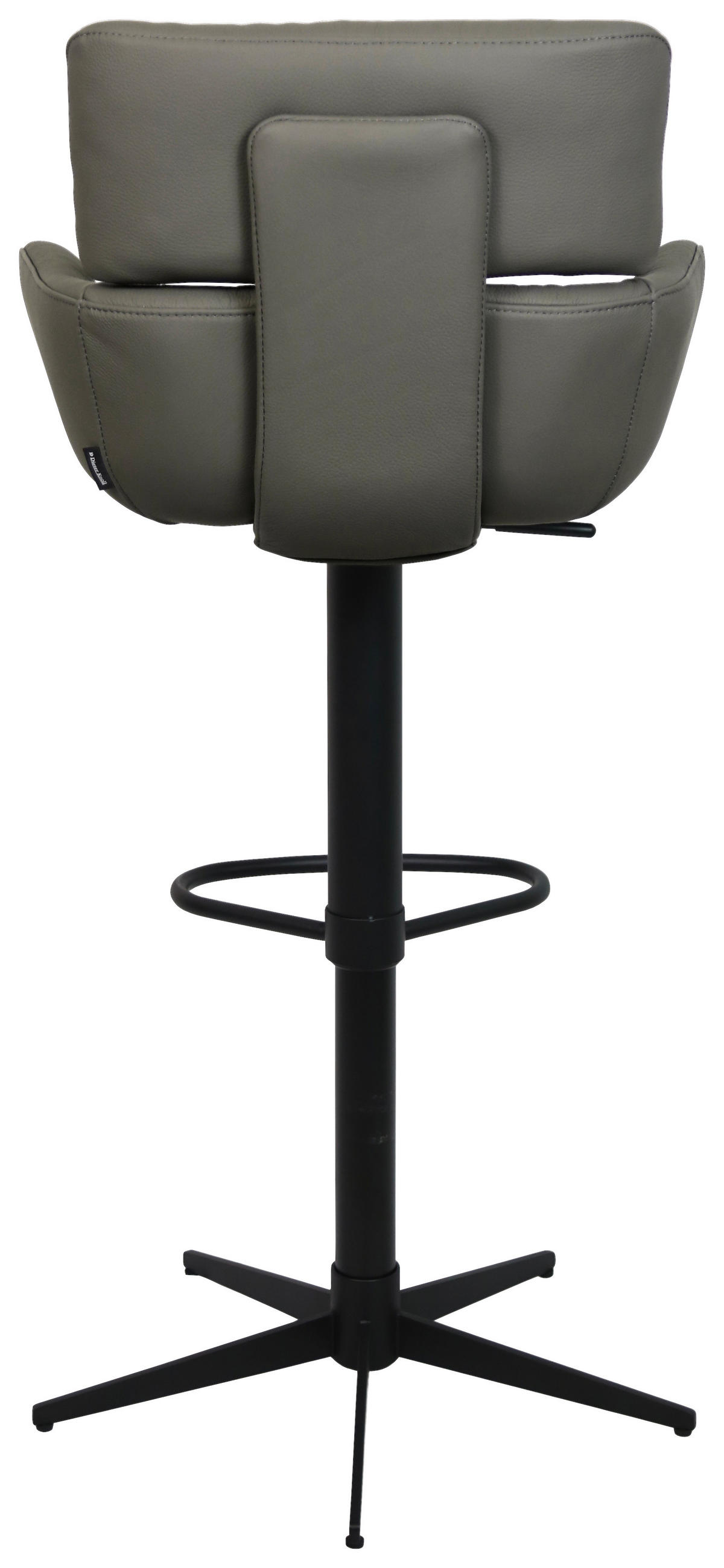 BARHOCKER Echtleder Schwarz, Dunkelgrau Eisen Lederauswahl, Sitzfläche 360° drehbar  - Dunkelgrau/Schwarz, Design, Leder/Metall (54/99-116,5/52cm) - Dieter Knoll