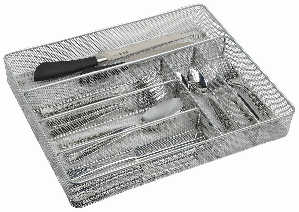 ULOŽAK ZA PRIBOR ZA JELO  - srebrne boje, Basics, metal (36/31/5,5cm) - Kesper