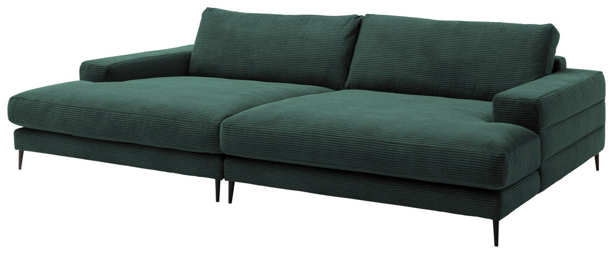 BIGSOFA in Cord Grün  - Schwarz/Grün, Design, Textil/Metall (296/83/177cm) - Dieter Knoll