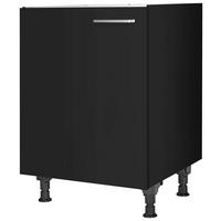 SPÜLENUNTERSCHRANK 60/87/56 cm  in Schwarz  - Edelstahlfarben/Schwarz, MODERN, Holzwerkstoff/Metall (60/87/56cm) - Nobilia
