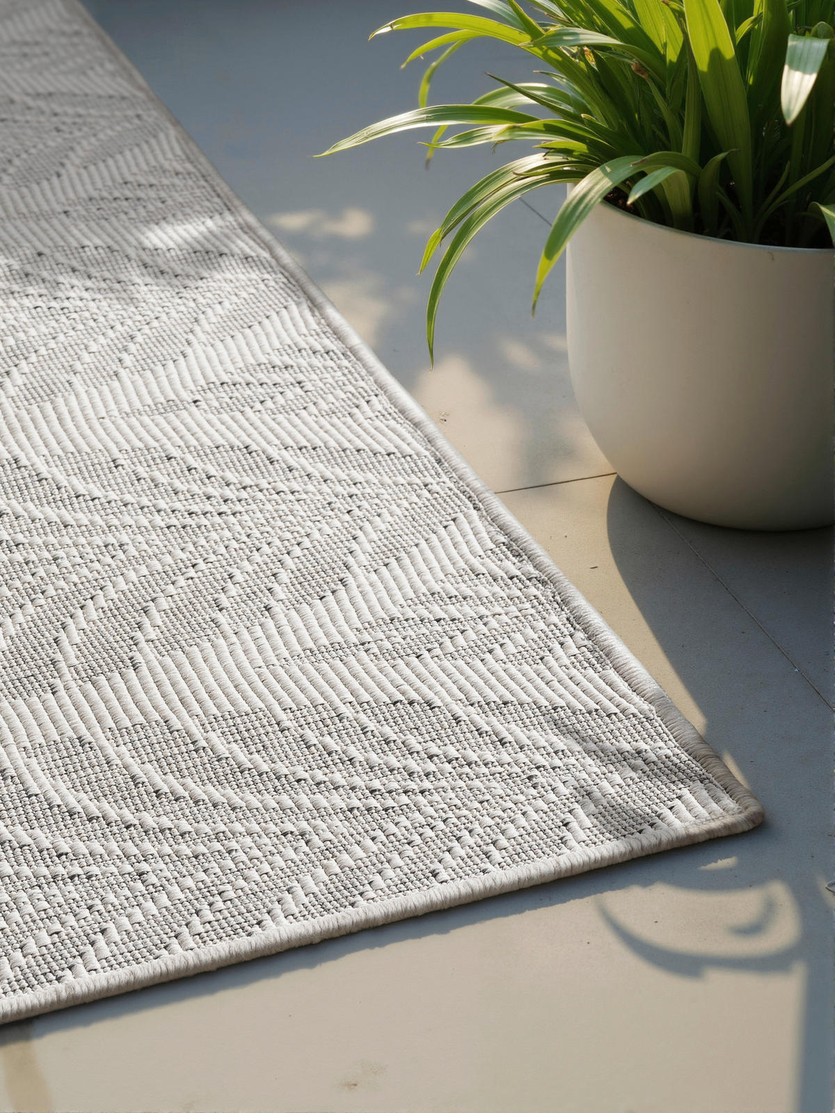 OUTDOORTEPPICH 120/170 cm Duet Grau, Weiß  - Weiß/Grau, Design, Kunststoff (120/170cm)