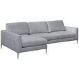 ECKSOFA Grau Chenille Rückenkissen, Rücken echt  - Silberfarben/Grau, KONVENTIONELL, Textil/Metall (143/284cm) - Carryhome